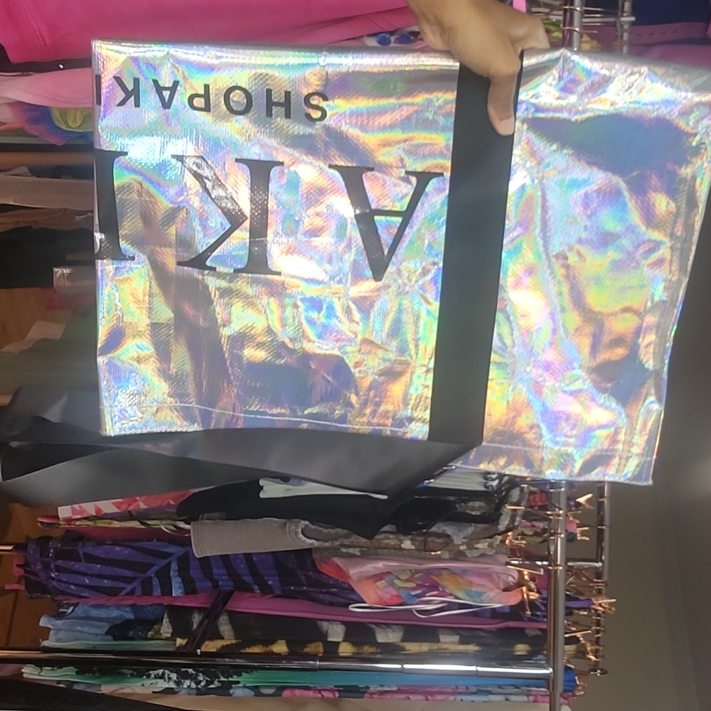 Callie Lives Go Big & Go Home: AKIRA HUGE Silver Holographic Tote Shopping Bag